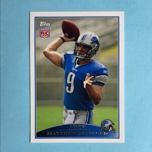 2012 Topps Matthew Stafford Lions 2009 reprint original back RC Card#43